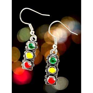 Traffic Light Earrings Signal New Dangle Hooks Stop Wait Go Crossing Gua…
